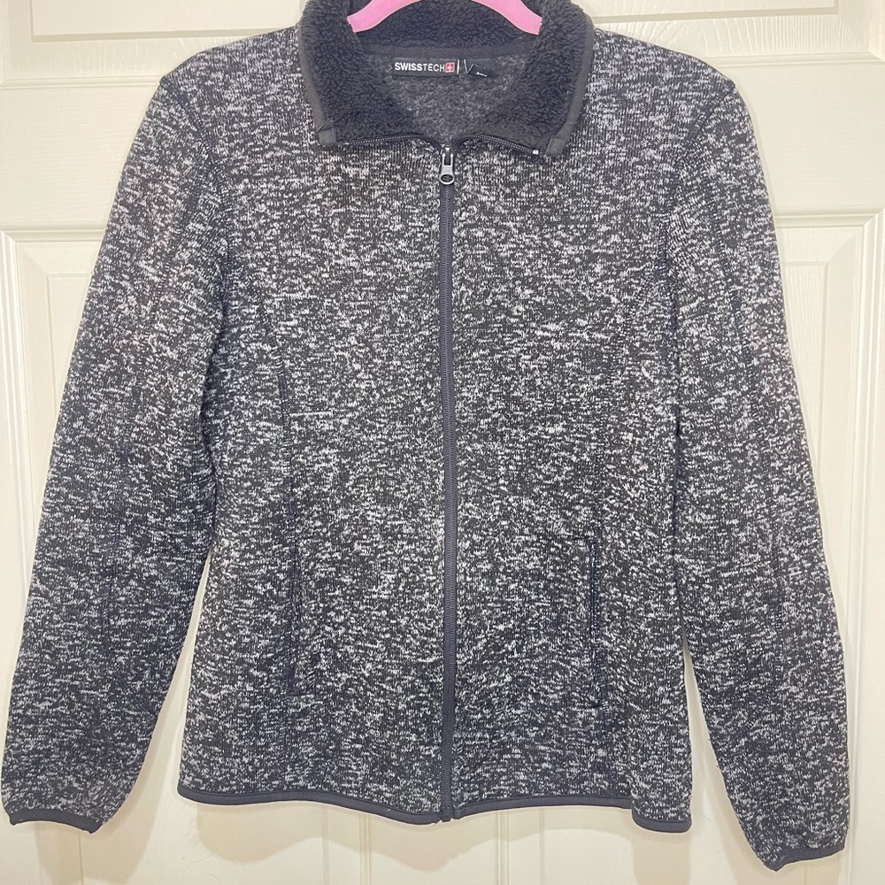 Swisstech Women’s Full Zip Fleece Jacket Sherpa Lined Gray Greystone Size S